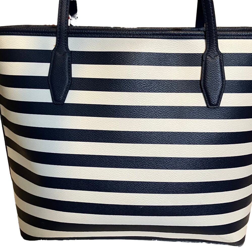 EUC Kate Spade Lori Navy & White Stripe Tote - Picture 3 of 13